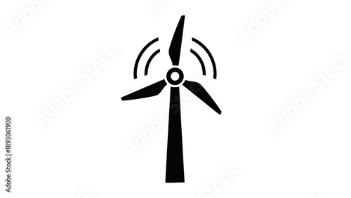 Vector illustration of a wind turbine emitting energy signals, on transparent background
