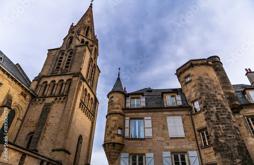 Medieval buildings and the Collegiate Church of Saint Martin, Place Charles de Gaulle, in Brive-la-Gaillarde, Corrèze, Nouvelle-Aquitaine, France