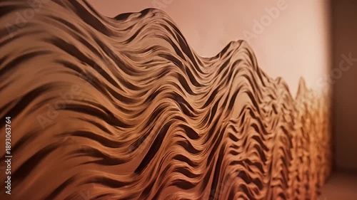 Abstract Brown Wavy Lines Forming a Unique Textured Surface.