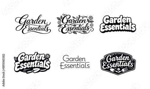 Garden Lettering Variations. Garden Essentials. Set lettering. harmonious lettering variations of the same emblematic concept, each with different artistic
