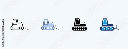 Bulldozer Multiple Icon Illustration Vector