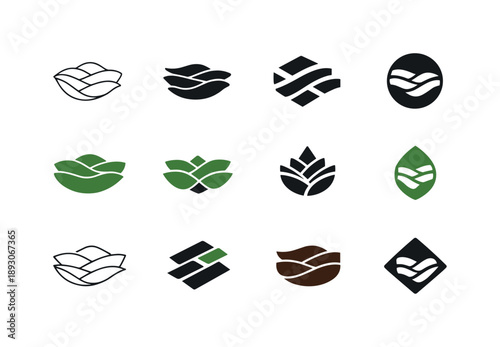 Diverse Raw Logo Designs. Raw. Icon set. Set Logo of Raw: raw natural texture symbol. harmonious logo variations of the same emblematic concept, each with