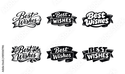 Harmonious Lettering Variations. Ribbon banner lettering. Set lettering. harmonious lettering variations of the same emblematic concept, each with different