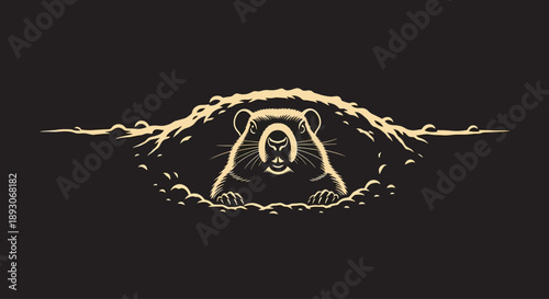 Golden Bear Illustration with Lightning Effect.