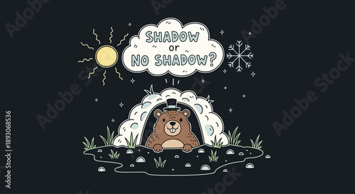 Cartoon Hedgehog Emerging from Burrow with Thought Bubble.