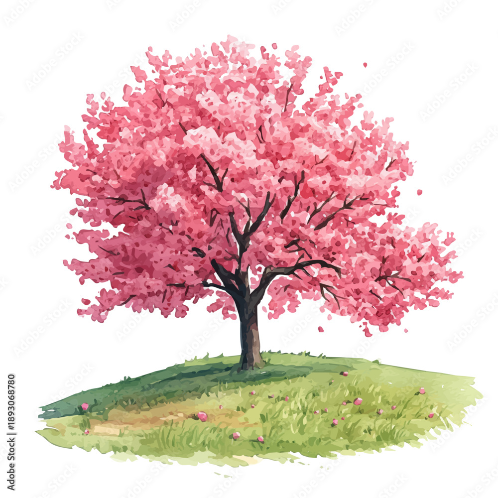Obraz premium Gentle Spring Breeze, cute watercolor illustration with intricate patterns and vibrant splashes, isolated on a white background.