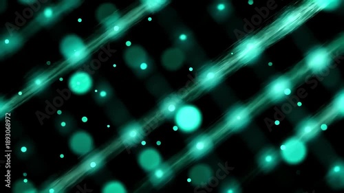 Glowing green light trails on black background