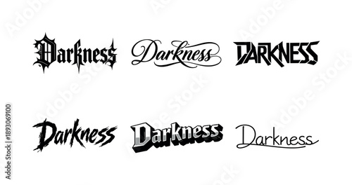 Dark Fantasy Lettering Grid. Dark Fantasy Lettering. Set lettering. harmonious lettering variations of the same emblematic concept, each with different
