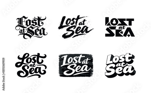 Lost at Sea. Lost at Sea. Set lettering. harmonious lettering variations of the same emblematic concept, each with different artistic interpretation