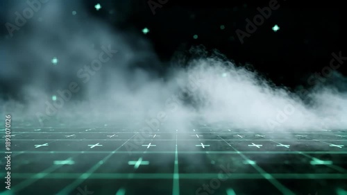Futuristic Grid Background with Fog and Lights
