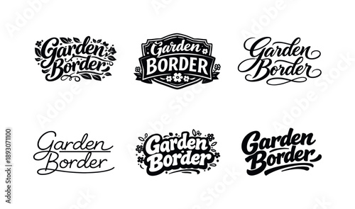 Harmonious Lettering Grid. Garden border. Set lettering. harmonious lettering variations of the same emblematic concept, each with different artistic