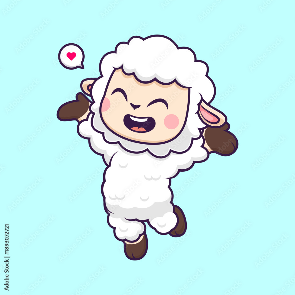 Fototapeta premium Cute Happy Sheep Dancing Cartoon 