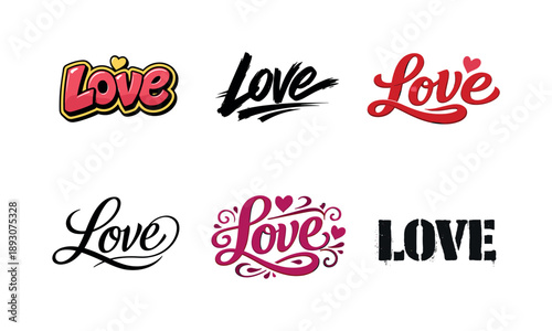 Love Celebration Typography. Love celebration typography poster. Set lettering. harmonious lettering variations of the same emblematic concept, each with