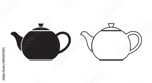 Teapot icon set black white simple design Vector