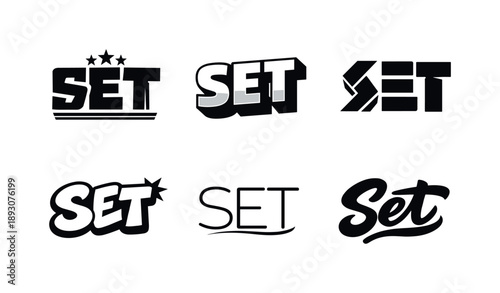 Creative Lettering Variations. Heavy sans serif lettering. Set lettering. harmonious lettering variations of the same emblematic concept, each with different