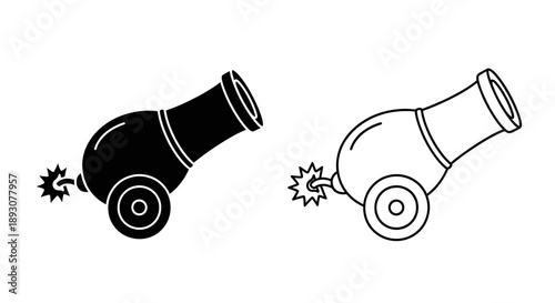 Historical cannon black white illustration Vector