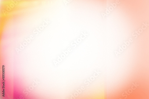 Soft colorful light leak vignette overlay with film grain, isolated on transparent background.