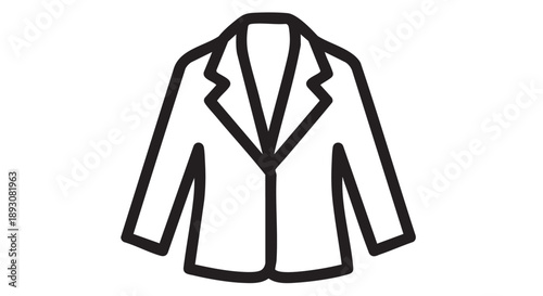 Simple line drawing of a classic blazer illustration on a plain background from a front viewpoint