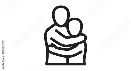 Simple illustration of a man holding a child in his arms, conveying a sense of protection and care