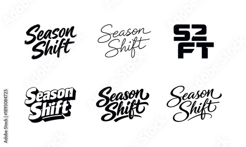 Seasonal Lettering Variations. Season shift. Set lettering. harmonious lettering variations of the same emblematic concept, each with different artistic