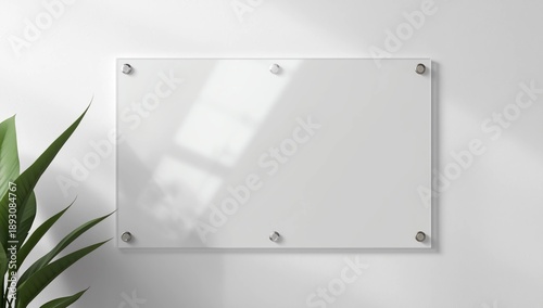 Glass signage logo mockup. 3D Render