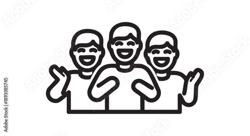 Group of smiling people standing together and waving in a friendly gesture