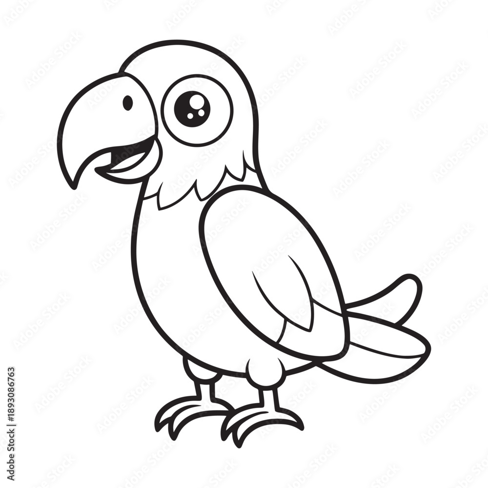 Obraz premium Cute cartoon bird holding a flower vector illustration