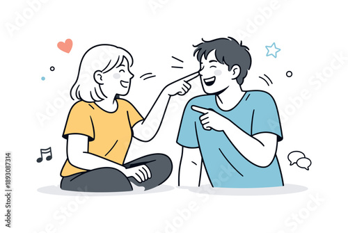 Playful Couple Interaction. Love and relationship playful interaction. A relaxed scene showing a couple joking, smiling, or gently teasing each