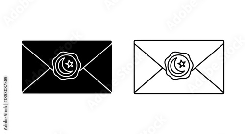 Sealed envelope with star and moon design Vector