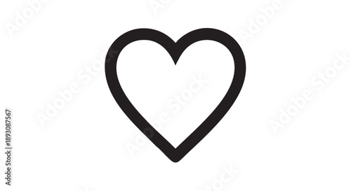 Simple black heart icon illustration on a clean background viewed from the front