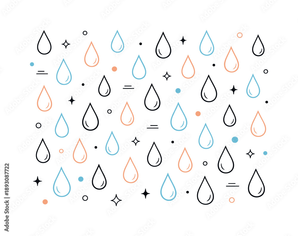 Fototapeta premium Abstract Raindrop Pattern. Abstract rain drop pattern design. Stylized droplets with slight size variation, adding visual rhythm and softness to the