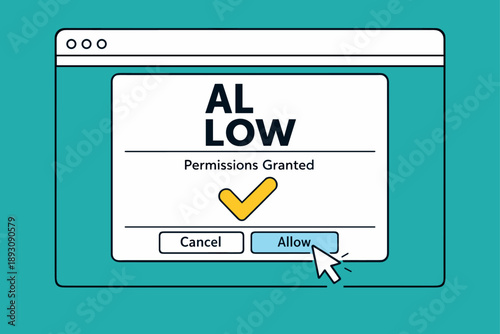 Browser pop-up with permission granting prompt and allow button highlighted