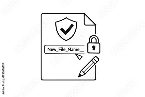 Secured document with lock icon and checkbox for file renaming safety