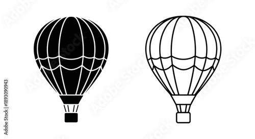 Hot air balloon vector illustration black and white Vector