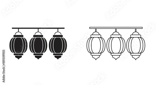Modern hanging lanterns set of three Vector