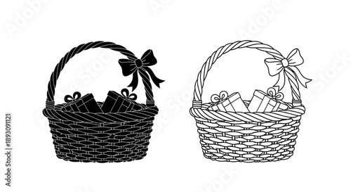 Gift basket illustration christmas holiday presents Vector