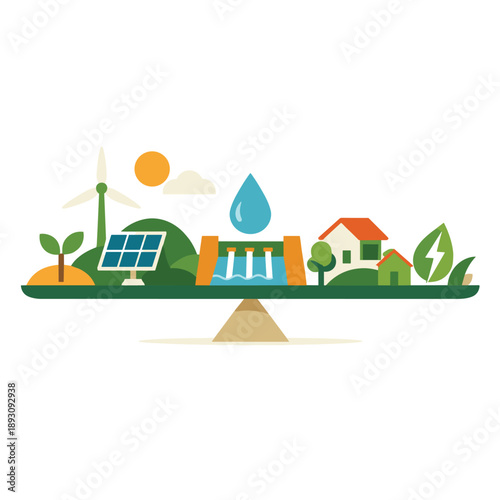 Balanced energy ecosystem with renewable sources