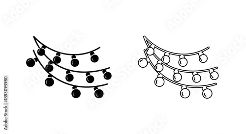 Black and white string lights decorative design Vector