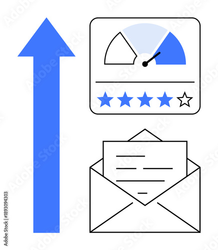 Customer feedback concept. Customer feedback displayed through rating chart and email for effective communication. Customer feedback improves business performance and user satisfaction. Use in