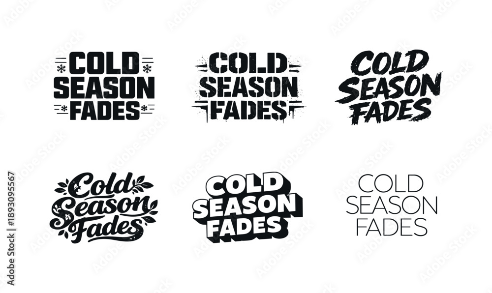 Obraz premium Creative Lettering Variations. Cold Season Fades Lettering. Set lettering. harmonious lettering variations of the same emblematic concept, each with different
