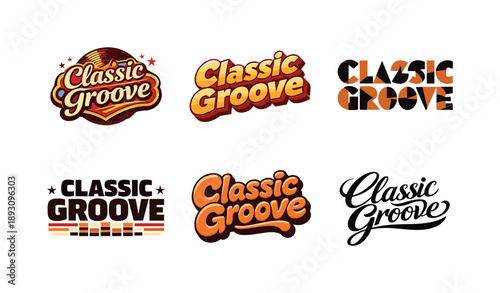Harmonious Lettering Variations. Classic Groove. Set lettering. harmonious lettering variations of the same emblematic concept, each with different artistic