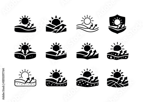 Skin Function Icon Set. The function of the skin. Icon set. Set Logo of The function of the skin: UV protection layer. harmonious logo variations of the same