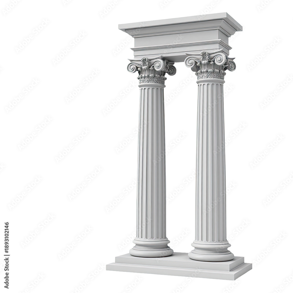 Obraz premium A pair of white pillars with columns on either side, suitable for use in decorative or architectural settings