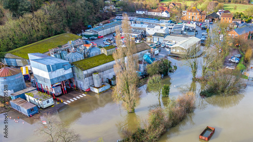 Photos Aerial and ground-level views showing extensive flooding across the Somerset Levels near Langport, Somerset, following prolonged heavy rainfall