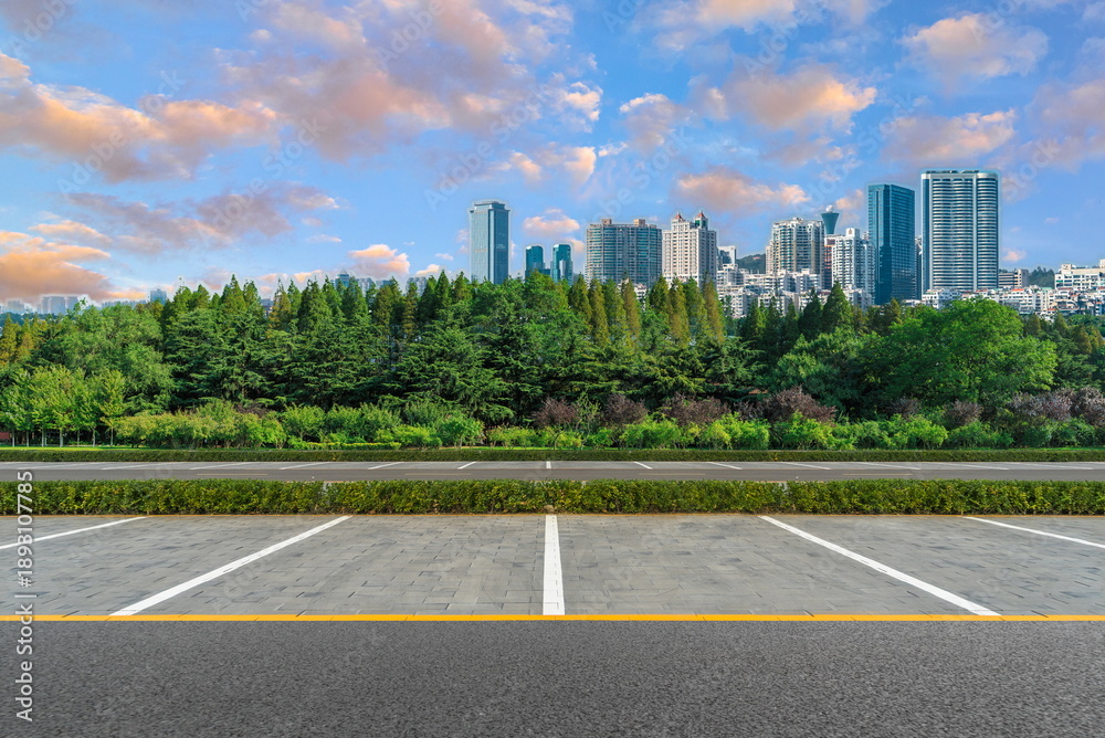 Fototapeta premium outdoor road city building landscape blue sky cityscape street travel 
