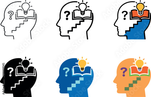 Intellectual development icon representing a thoughtful approach to education where learning builds progressively, symbolizing