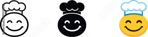 Satisfied guest outcome visualized by a smiling face icon wearing a small chef hat indicating positive customer service