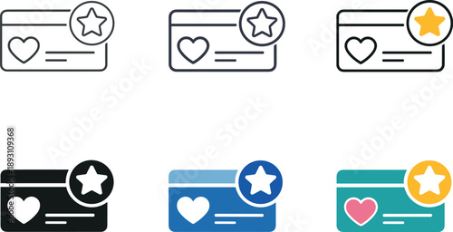 Loyalty program symbol showing a reward card with a star badge and a heart icon to represent customer appreciation and long term