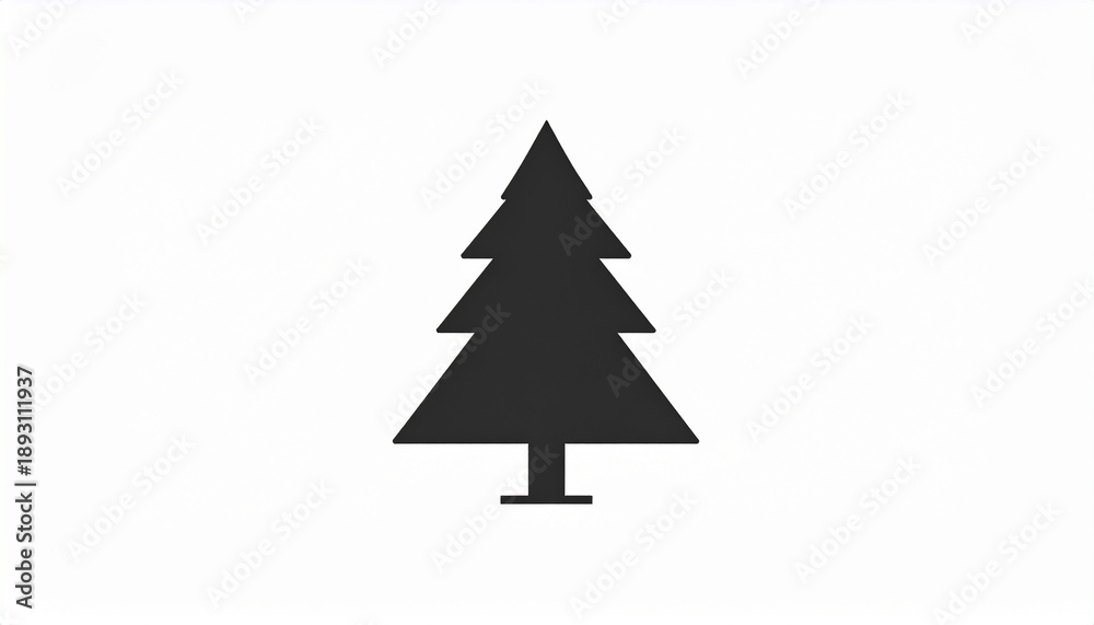 Obraz premium Minimalist black pine tree silhouette against white background for designs