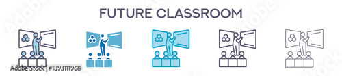 Future Classroom Element For Design Graphic - Multi Styles. Vector Illustration Of Two Colored And Black. Multiple Icons Designs Can Be Used For Mobile, Ui, Web 
